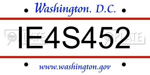 IE4S452 District Of Columbia License Plate