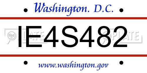 IE4S482 District Of Columbia License Plate