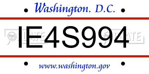 IE4S994 District Of Columbia License Plate