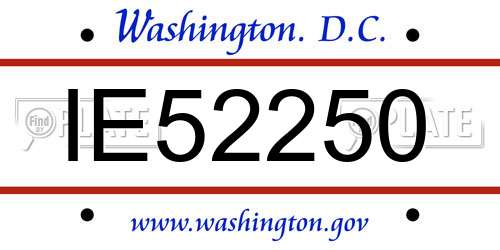 IE52250 District Of Columbia License Plate