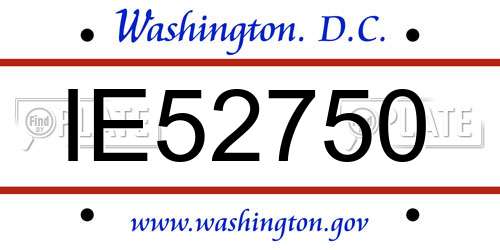 IE52750 District Of Columbia License Plate