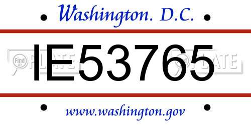 IE53765 District Of Columbia License Plate