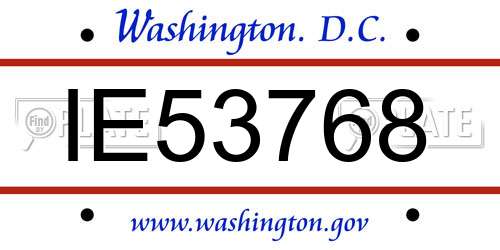 IE53768 District Of Columbia License Plate