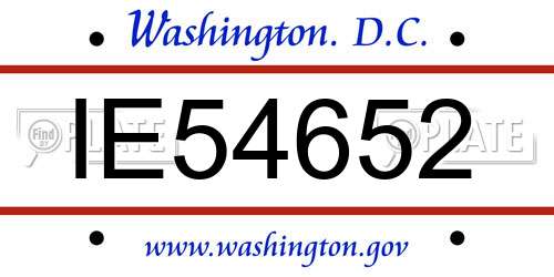 IE54652 District Of Columbia License Plate