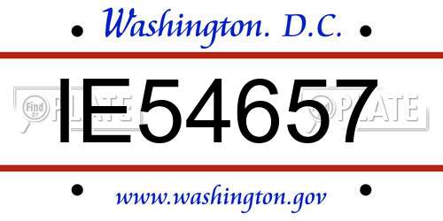 IE54657 District Of Columbia License Plate
