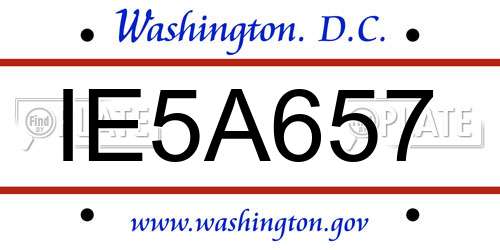 IE5A657 District Of Columbia License Plate
