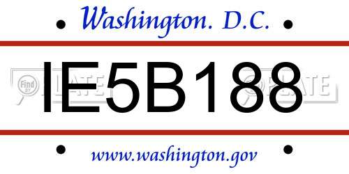 IE5B188 District Of Columbia License Plate