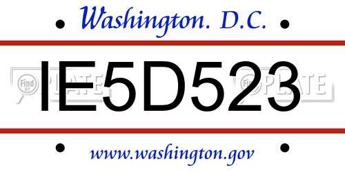 IE5D523 District Of Columbia License Plate