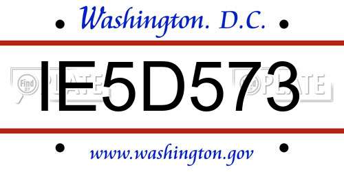 IE5D573 District Of Columbia License Plate