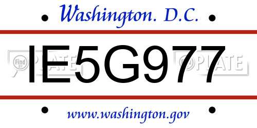 IE5G977 District Of Columbia License Plate