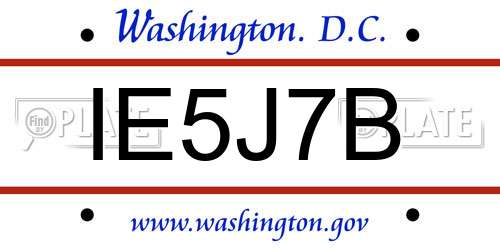 IE5J7B District Of Columbia License Plate