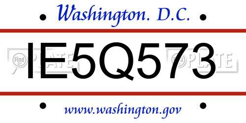IE5Q573 District Of Columbia License Plate