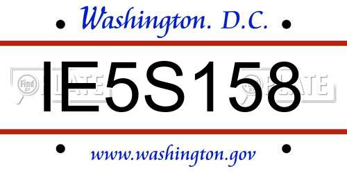IE5S158 District Of Columbia License Plate