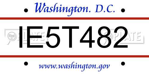 IE5T482 District Of Columbia License Plate