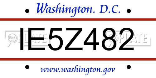 IE5Z482 District Of Columbia License Plate