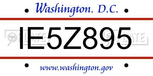 IE5Z895 District Of Columbia License Plate