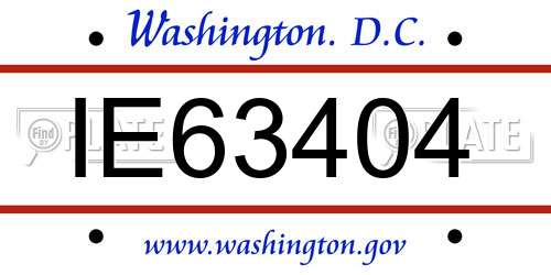IE63404 District Of Columbia License Plate