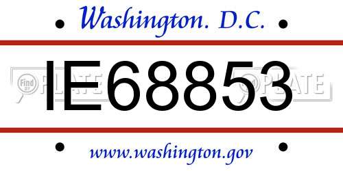 IE68853 District Of Columbia License Plate