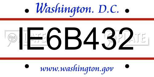 IE6B432 District Of Columbia License Plate