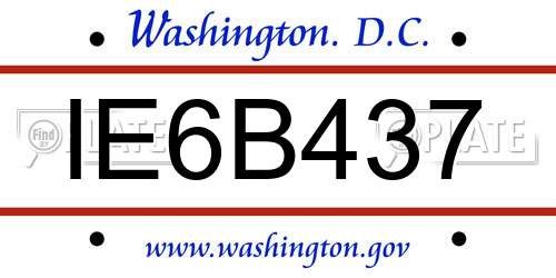 IE6B437 District Of Columbia License Plate