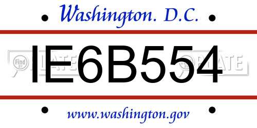 IE6B554 District Of Columbia License Plate