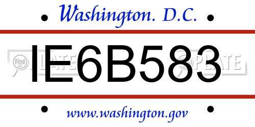 IE6B583 District Of Columbia License Plate