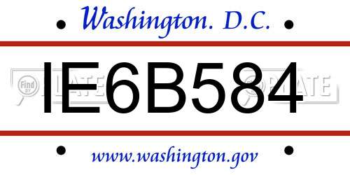 IE6B584 District Of Columbia License Plate