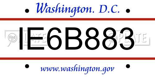 IE6B883 District Of Columbia License Plate
