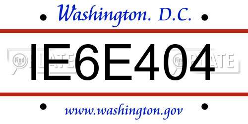 IE6E404 District Of Columbia License Plate