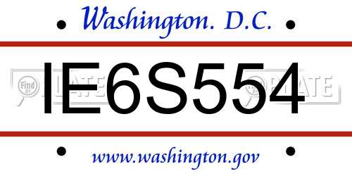 IE6S554 District Of Columbia License Plate