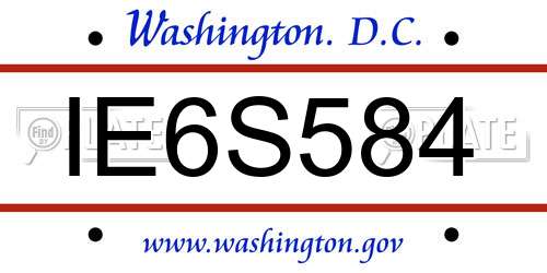 IE6S584 District Of Columbia License Plate