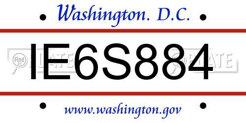 IE6S884 District Of Columbia License Plate
