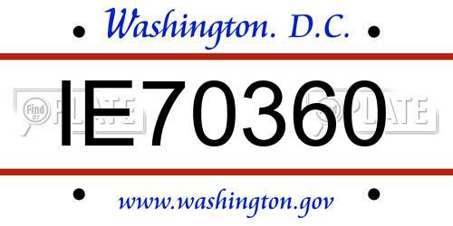 IE70360 District Of Columbia License Plate