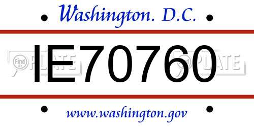 IE70760 District Of Columbia License Plate