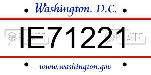 IE71221 District Of Columbia License Plate
