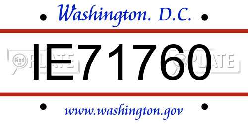 IE71760 District Of Columbia License Plate