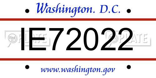 IE72022 District Of Columbia License Plate