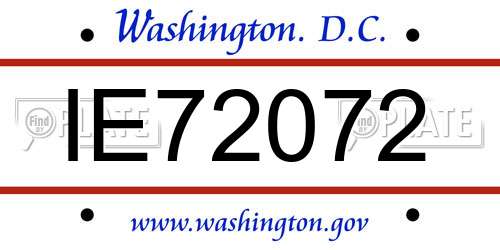 IE72072 District Of Columbia License Plate
