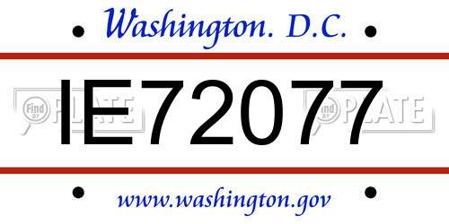 IE72077 District Of Columbia License Plate