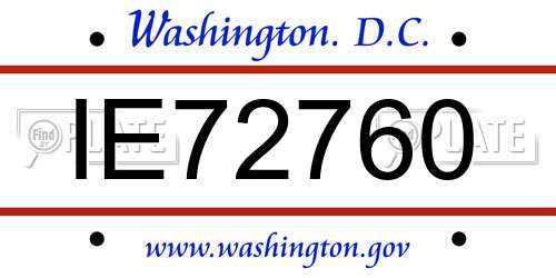 IE72760 District Of Columbia License Plate