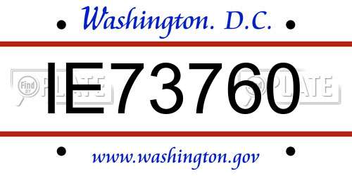 IE73760 District Of Columbia License Plate
