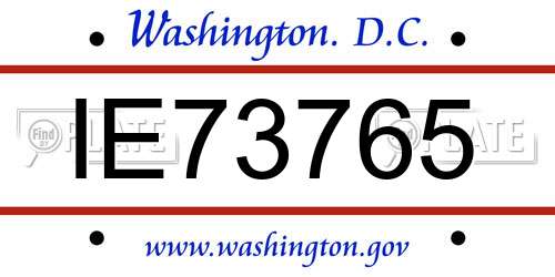 IE73765 District Of Columbia License Plate