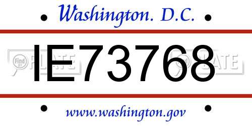 IE73768 District Of Columbia License Plate