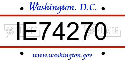IE74270 District Of Columbia License Plate