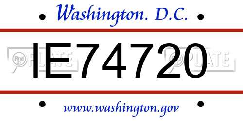 IE74720 District Of Columbia License Plate