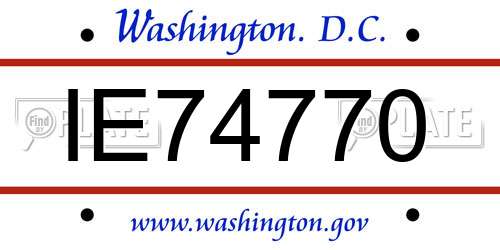 IE74770 District Of Columbia License Plate