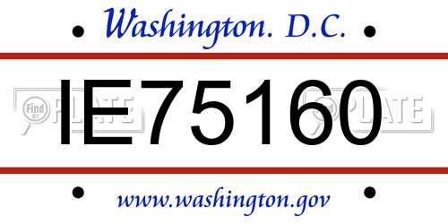 IE75160 District Of Columbia License Plate