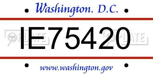 IE75420 District Of Columbia License Plate