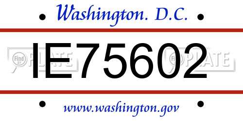 IE75602 District Of Columbia License Plate