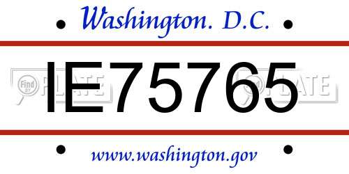 IE75765 District Of Columbia License Plate
